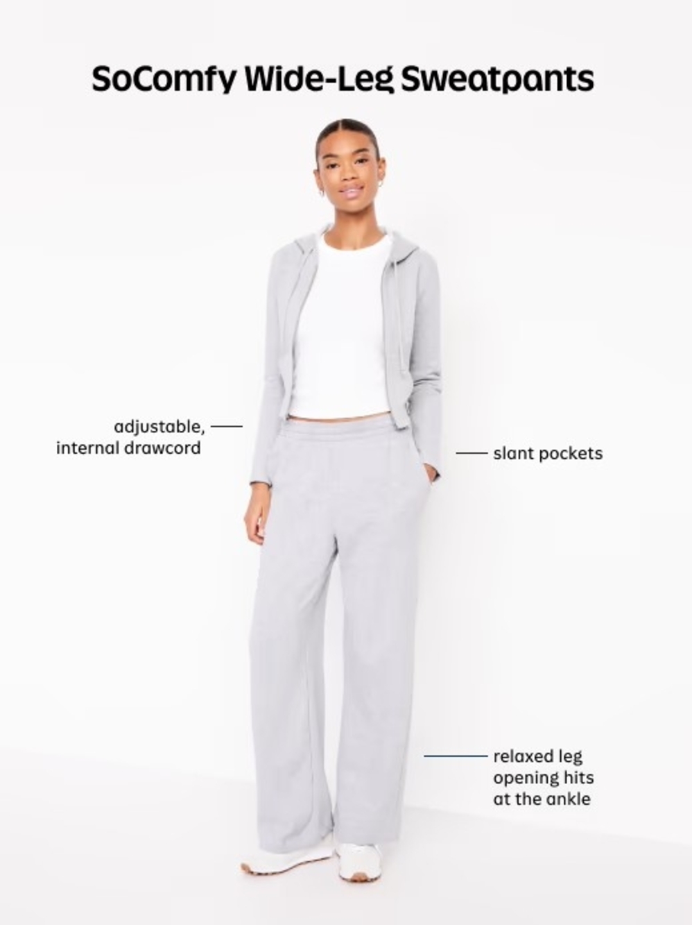 NWT Old Navy SoComfy Fleece Full Zip Hoodie + Extra High Waisted Wide-Leg Pants - Picture 7 of 16